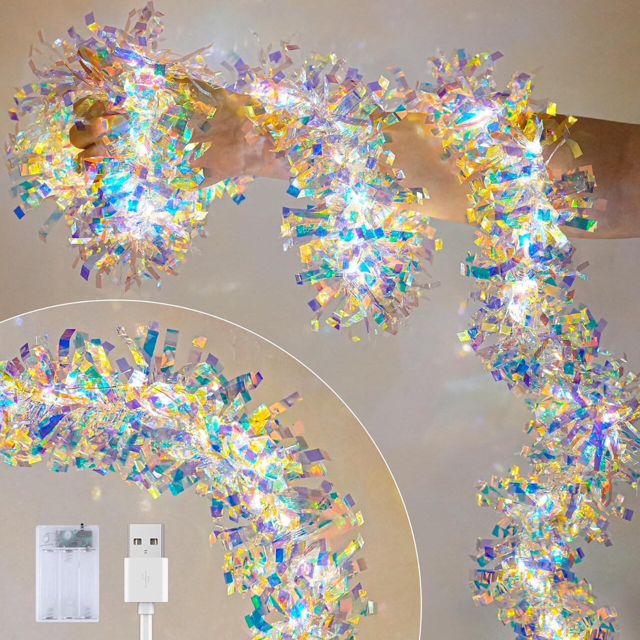 Christmas Garland with Lights (Christmas Garland 2 Pack) 9.25 x 9.14 x 2.12 inches